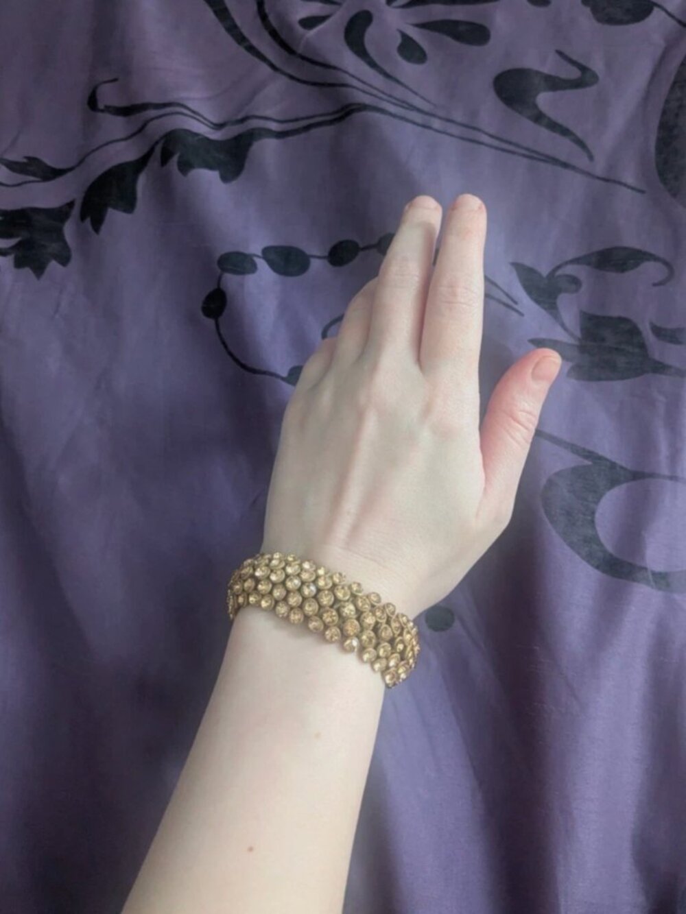 Gold Bronze Thick Rhinestone Bracelet